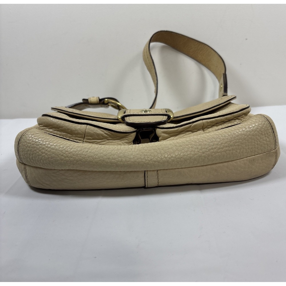 VTG Coach Soho Flap Brass Buckle Beige Leather Purse Shoulder Bag F11842 Y2K 90s - Picture 6 of 16